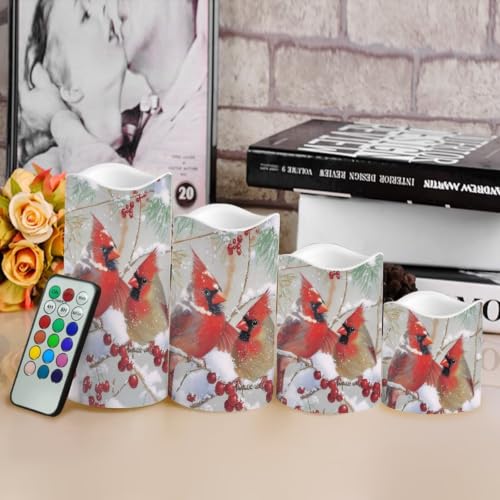 Image of Cardinal Flameless LED Candles Set of 4 | Flameless Candles with Remote Flickering LED Candles with Timer for Holiday Patio Celebration Accents