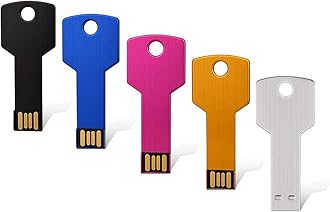 16GB Key Shape USB Flash Drive 5 Pack, K&ZZ Metal Thumb Drive USB2.0 Flash Disk Memory USB Stick Expansion Disk- 16G Black/Gold/Pink/Silver/Blue