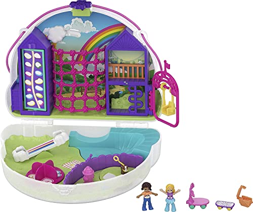 Polly Pocket Cofre Colgante Polly con Shani en Forma de Arcoiris, muñeca con Accesorios (Mattel GKJ65)