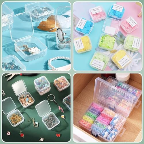 Image of squishy 15 Pcs Jewellery Organisers Box, Transparent Jewelry Storage Box, Earring Organizer Box for Women, Travel Jewelry Case for Rings, Beads, Small Parts, Dust-Proof Design
