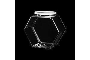 Uiifan Hexagonal Plastic Candy Jar with Lid for Snacks and Storage