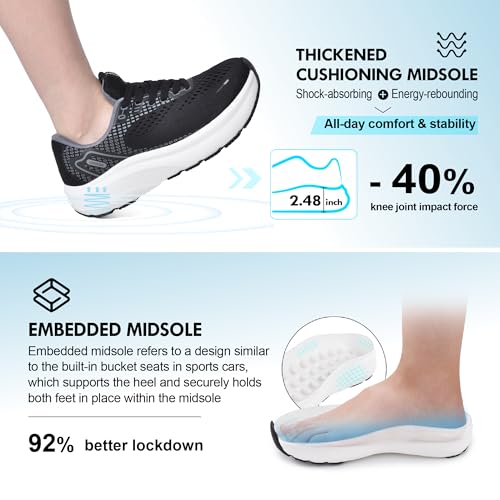Image of JACKSHIBO Wide Toe Box Shoes Women Arch Support Zero Drop Wide Sneakers | Orthopedic, Plantar Fasciitis, Running, Walking, Athletic, Tennis, Gym, Workout, Supportive, Width, Cushion, Thick Sole