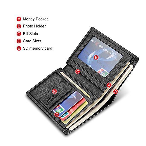 LAORENTOU Genuine Leather Wallets for Men, Gift Box Packing Men's Slim Wallets Credit Card Holders Casual Men Purses3