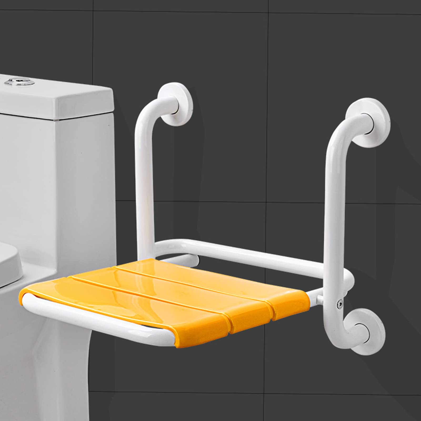 Asiento Ducha Abatible Pared, Taburete Ducha Plegable para Mayores, Sillas para Ducha Personas Mayores, Minusvalidos, Plegable Banco Ducha Pared para Baño, Taburete Ducha Plegable Adul(Color:Amarillo)