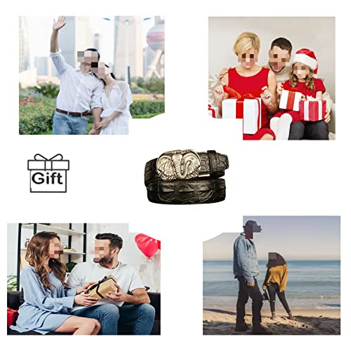 Belt Men,Men Ratchet Belts Look with Oval Carved Elephant Heads Automatic Buckle Waist Strap3