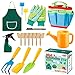 Vorsee Kit de Jardinería para Niños, 22 Piezas Herramientas de Jardinería con Bolsa, Regadera, Delantal, Paleta de Mano, Pala, Rastrillo, Tenedor, Guantes, Apto para Niños Mayores de 3 Años