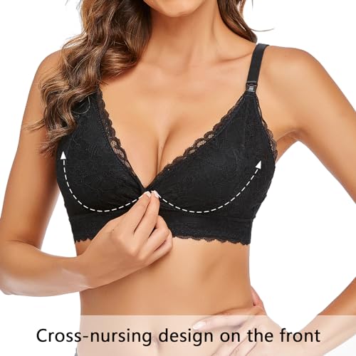 Nursing Bras Wireless Padded V Neck Lace Breastfeeding Comfort Maternity Bralette Natural Shape Pregnancy Bra3
