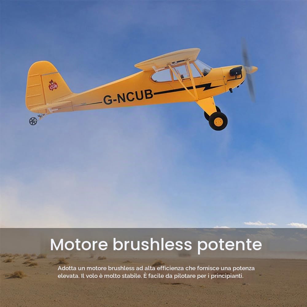 Aereo RC 5CH J3-CUB Aerei Telecomandato per Adulti 1406 Motore Brushless Aereo RC Acrobatico ad ala Fissa 3D/6G all'aperto con Parti Sostituibili