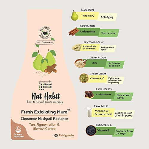 Image of Nat Habit Face Scrub Cinnamon Nashpati Radiance Exfoliating Mura For Tan, Deep Cleansing, Pigmentation & Blemish Control, Chemical Free (Pack of 2 x 25 gm)