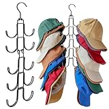 Dixsxusu Hat Hangers for Closet, Hat Organizer for Baseball Caps, Stainless Steel Hat Rack with 10 Hooks for Caps Storage and Closet Organization (Black)