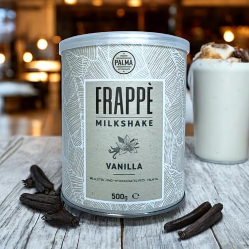 PALMA Vanilla Frappe Milkshake Powder | Gluten Free GMO Free No Palm Oil No Hydrogenated Fat | Perfect for Frappe Milkshake and Smoothie | Made in Italy | 500g (25 Servings)