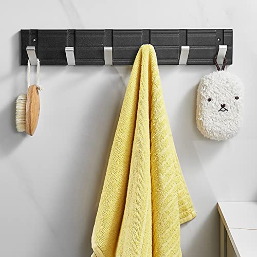 maifey Porte Manteau Mural avec 6 Crochets, Métal très Résistants Patere Murale Noir et Argentés, Moderne Pliant Patere Porte Manteau pour Salle de Bains, Chambre à Coucher, Salon et Entrée Cover