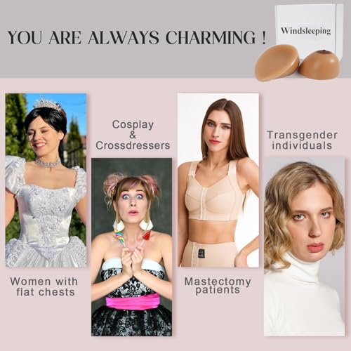 Image of Windsleeping Silicone Breast Forms Mastectomy Prosthesis Fake Boobs Breast Enhancers for Crossdresser Cosplay