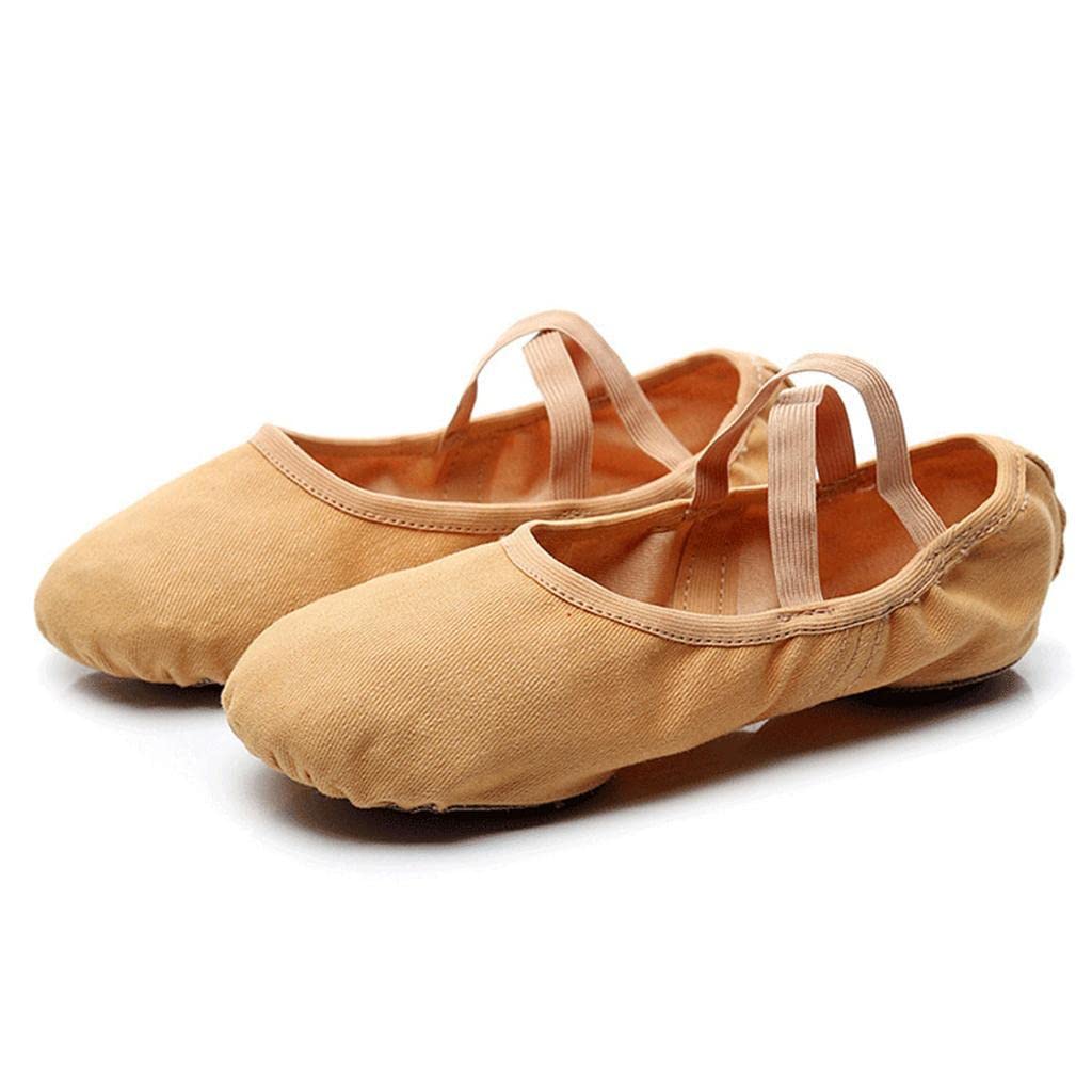 Canvas Ballet Slipper Split-Sole Shoes Fitness Gymnastics Flats Tan_38 Stretch Canvas + Cow Velvet Clothing, Shoes & Accessories | Dancewear | Dance Shoes | Ballet-image-3
