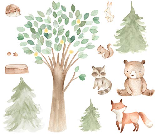 Vinilo decorativo mural innovativestencils árboles animales 84" miniatura 5