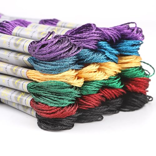 Image of 24 Skeins Set (6 Colors*4 Skeins) Metallic Embroidery Floss Glittery Metal Effect Shinny Cross Stitch Thread for Hand Embroidery, Sewing and DIY Handmade Artwork (Multicolored)