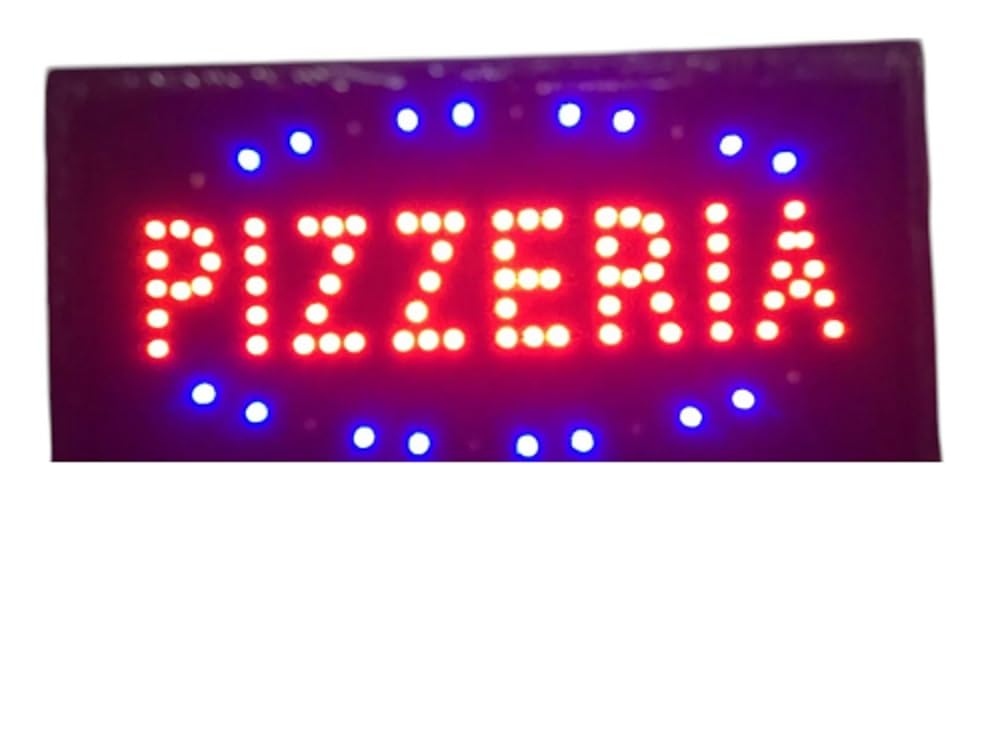 Insegna Luminosa A Led Con Scritta Pizzeria Per Ristoranti E Bar 50 X 25 Cm