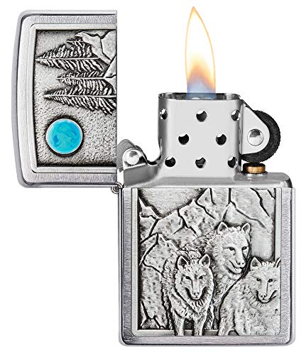 Encendedor de bolsillo Zippo Wolf Pack y Lobo Luna miniatura 3