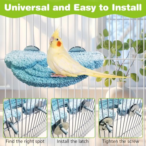 Image of PINVNBY 3PCS Bird Beak Grinding Stone Resin Bird Perch Stand Grinding Claw Clouds Birds Cage Perch Parrot Climbing Chewing Toys Parakeet Cage Accessories for Budgies Cockatiels Conures(Blue)
