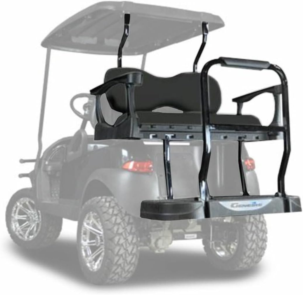 MADJAX Genesis 300 Rear Seat Kit for Club Car Precedent (04-21) / Onward (17-Up) / Tempo (18-Up) Golf Cart (Deluxe Cushions, Black)