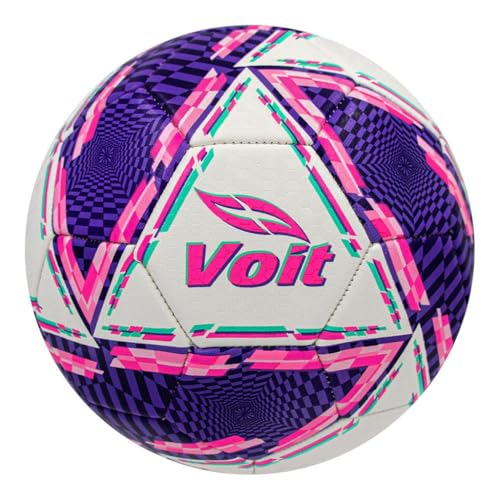Voit Recreational Replica Soccer Ball - Size 5, Multiple Colors, Durable Machine-Stitched Ball with Reinforced Pivot for Greater Air Retention (TB Serie 200 MS Apertura 2024, White/Purple/Pink)