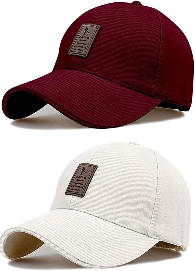 Acrylic - Adjustable Unisex Cap - Quick Drying Sun Hat For Activites Sports Baseball Hat For Men And Women Freesize (Pack Of 2) Multicolour
