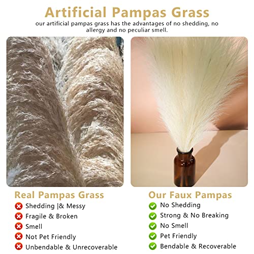 Offfay Pampas Grass, Artificial Pampas Grass Large, 5 x 31.5''/80cm Tall, Fluffy Faux Pampas with Long Stem - Image 4