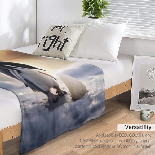 Manta de franela de pingüino cálida, el regalo original para cama 7