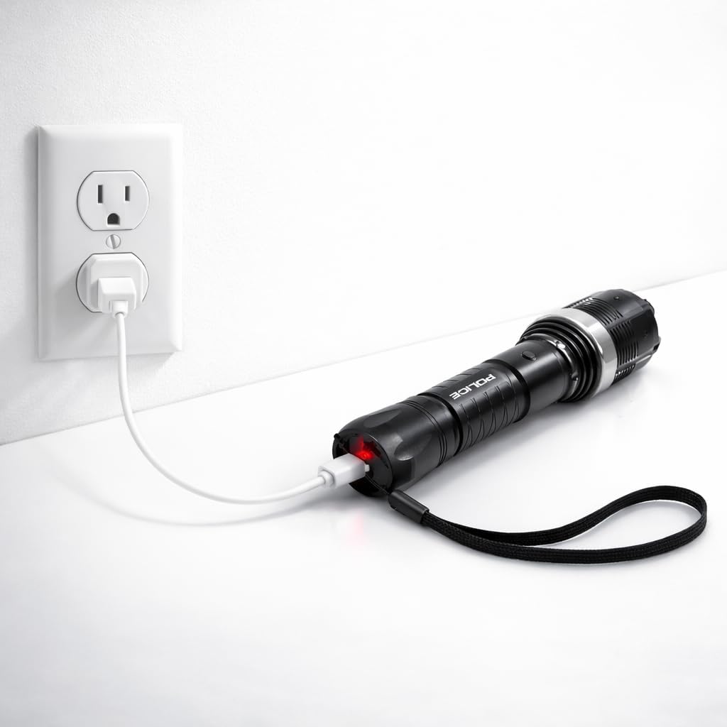POLICE Stun Gun 8800 - Max Volt Rechargeable with LED Tactical Flashlight