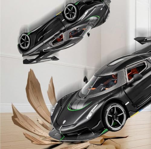 Image of 1:24 Koenigseggg Jesko Sport Alloy Metal Pull Back Die-cast Car Openable Doors and Light Music Toy Car for Kids (1:24 Koenigsegg - Black)