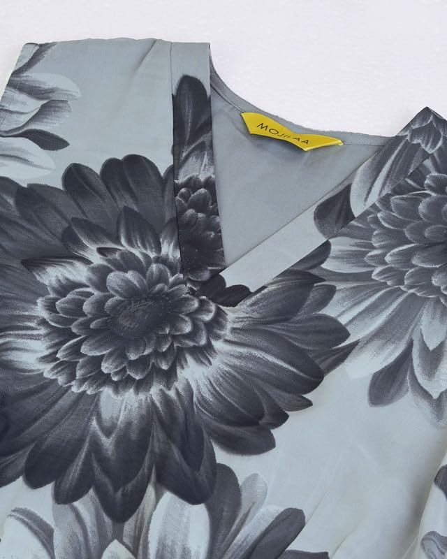 Image of MOJILAA Women's Georgette Floral Printed Gathered Dress