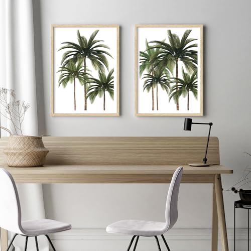 Image of COLOSSAL ART HOUSE Set of 2 botanical wall art paintings for living room & wall painting for bedroom wall decor - (10x13 Inch framed poster, Paintings for home decor)