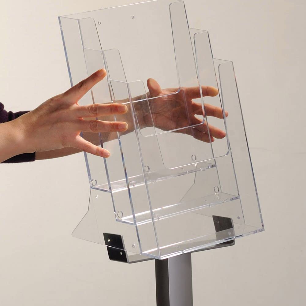 Prospektständer 3 x DIN A4 Fächer | Fächer des Boden-Prospektständers aus glasklarem Acryl