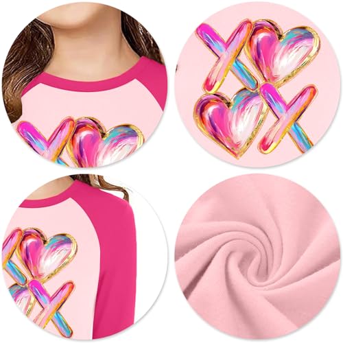 Image of Girls Valentine Shirts for Kids Valentines Heart Graphic Tshirts Casual Long Sleeve Shirts Love Heart Tee