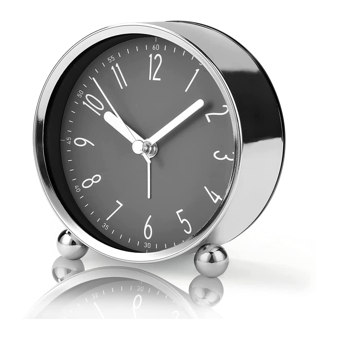 CTRLZS Non Ticking Alarm Clock,4 Inch Silent Bedside Clock for Heavy Sleepers, Battery Operated Analogue Clock, for Home