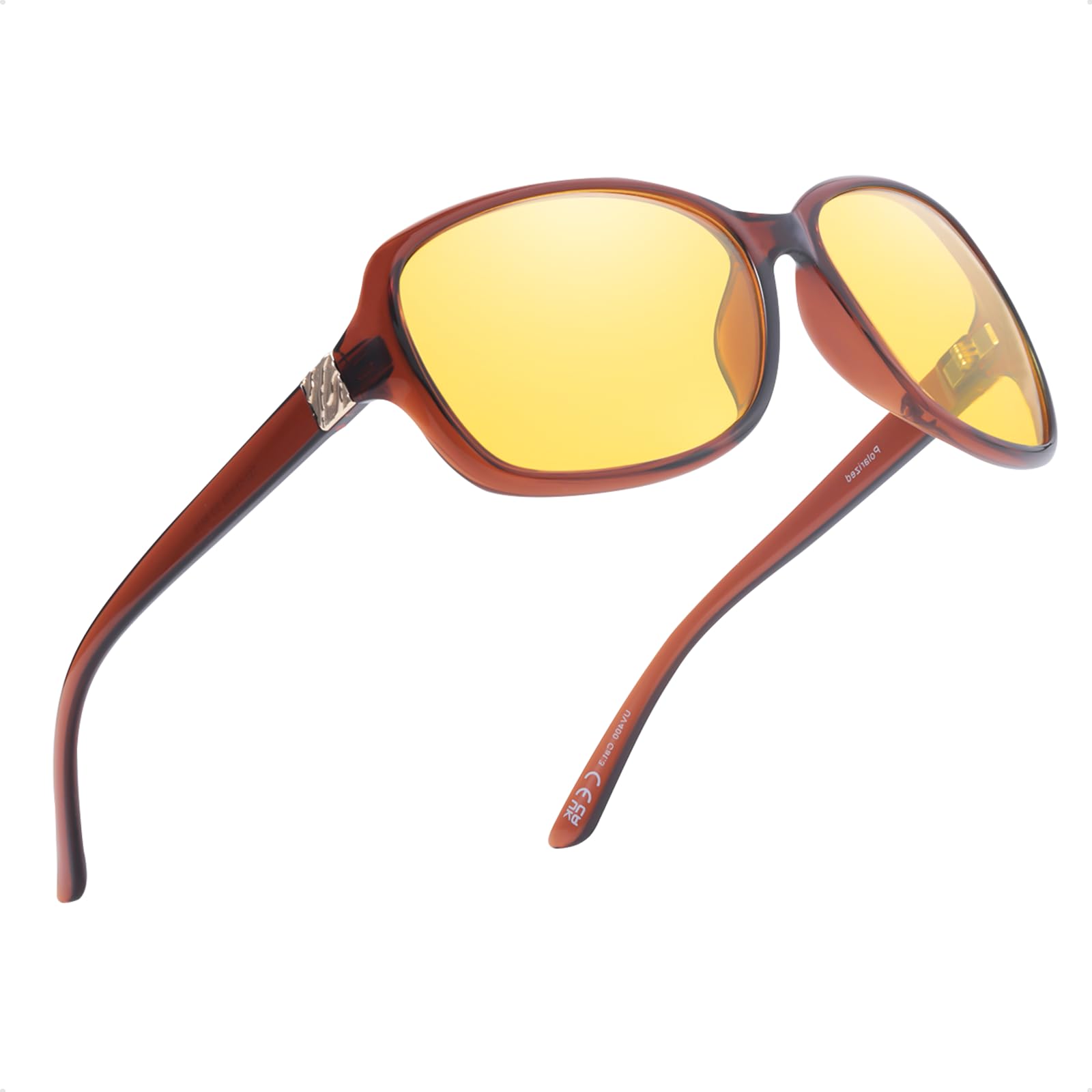 MyiaurNight Vision Glasses for Women Polarised Anti Glare Night Driving Headlight Glasses Trendy Wrap Around Frame for Overcast & Nighttime Driving