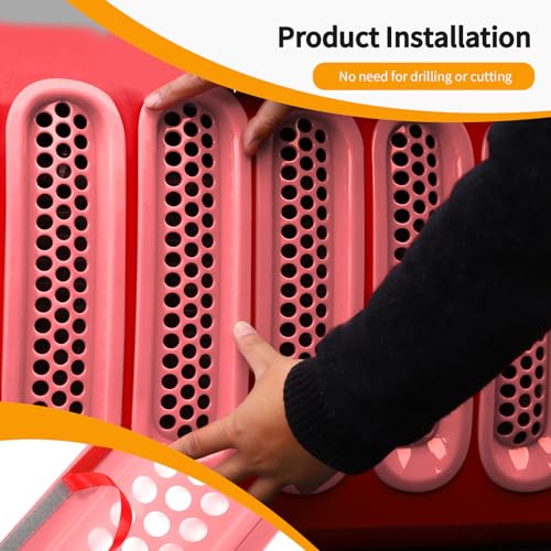Image of Hoolcar Front Honeycomb Grille Insert Cover & Headlight Bezel Cover Fit for Jeep Wrangler JK JKU 2007-2017, Exterior Accessories, Pink