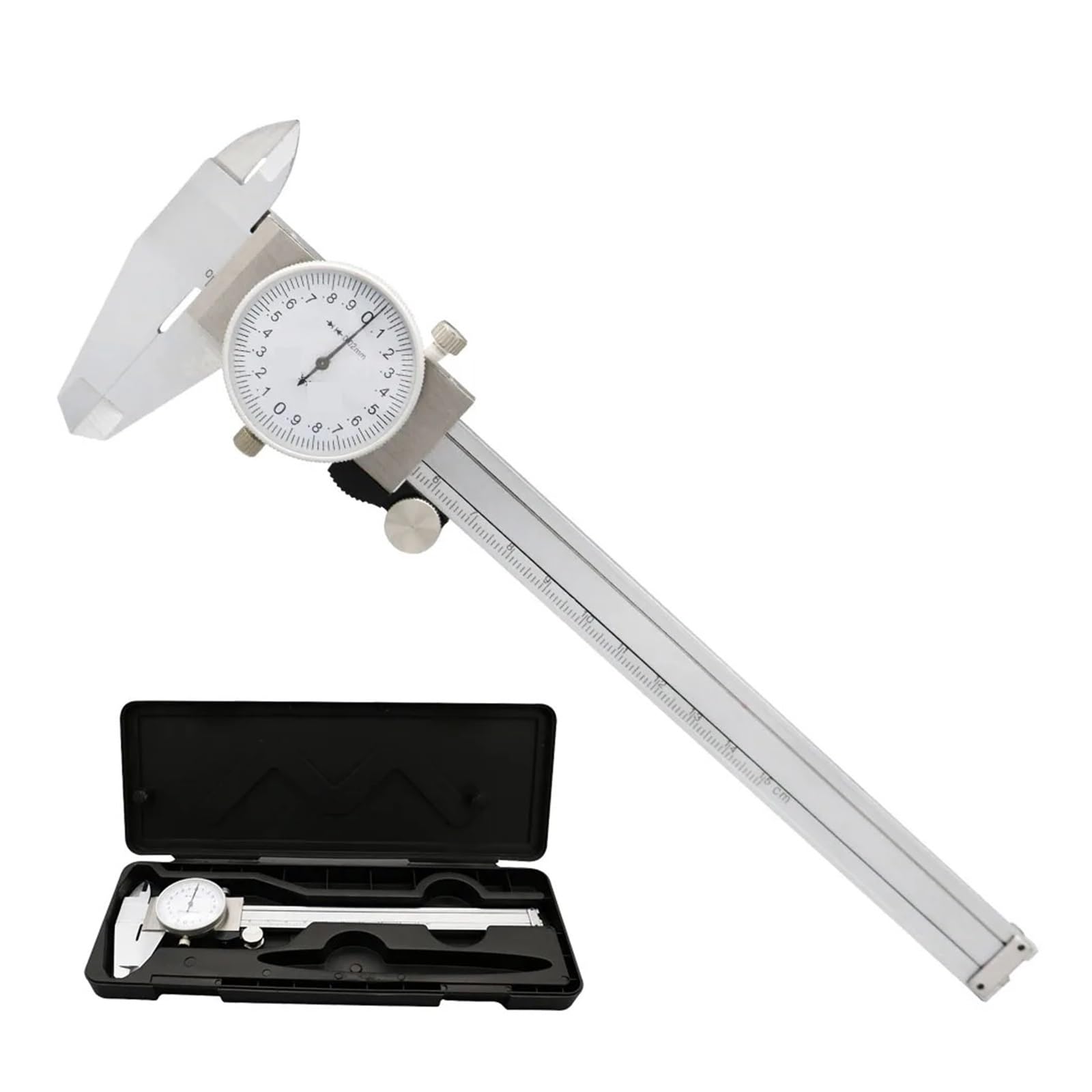 Calibradores de dial 0-150 Mm 0,02mm herramienta medición métrica a prueba golpes calibrador Vernier acero inoxidable industrial alta precisión, Servicio pesado(NO 1 With Case)