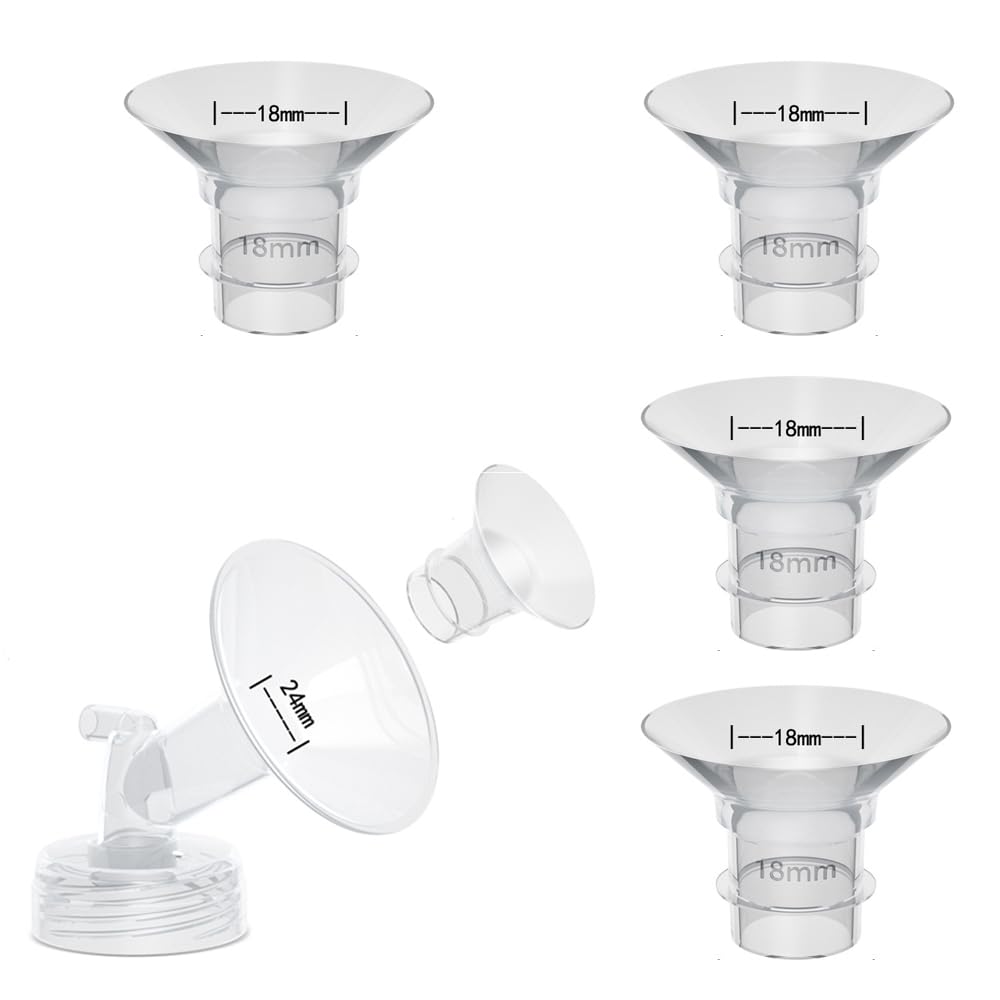 4PCS 18mm Flange Inserts Compatible with Momcozy Air 1/W1/M9/M6/M5/S9pro/S12pro/Spectra/Eufy/Medela/Spectra/Elvie/Lansinoh Breast Pump,Reduce 24mm Tunnel Down to Correct Size