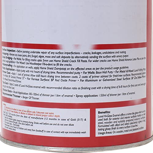 Image of Berger Luxol Hi Gloss Enamel Black 1Ltr