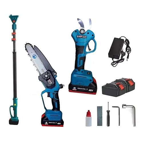 Kit Potatura elettrosega oliatore Forbice Cesoia a Batteria con Asta Telescopica