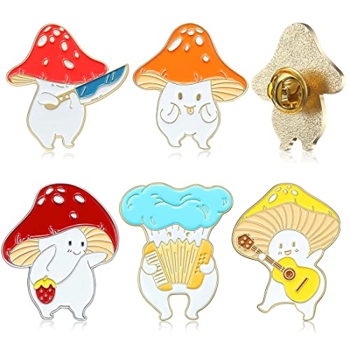 5 Stück Emaille Pin Cute Mushroom Pins Lapel Badge Cartoon Plant Emaille Pin Set, Funny Button Pins Schmuck für Rucksack Tücher Hüte Dekorationen, 5 Stile Cover