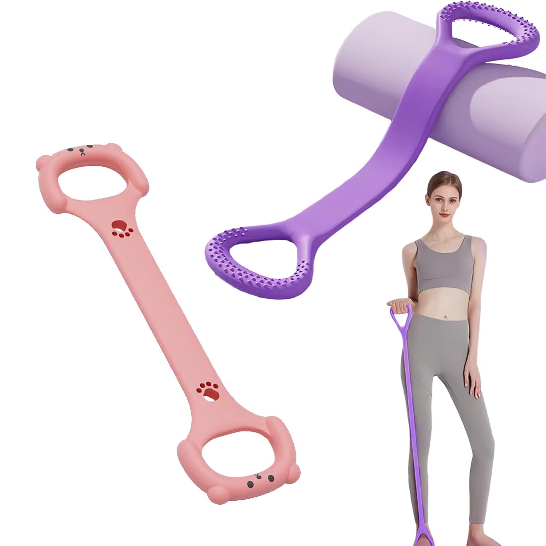 Set of 2 8 Shaped Silicone Pullers - Shoulder Opening, Butt Training, Arms & Leg Shavings - For Women at Home, Gym, Sports Enthusiasts