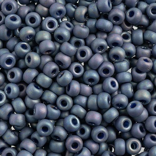 Miyuki Seed Bead 6/0 APX 22g - Frosted Glazed Rainbow Navy Blue Matte AB Japanese Glass Seed Beads