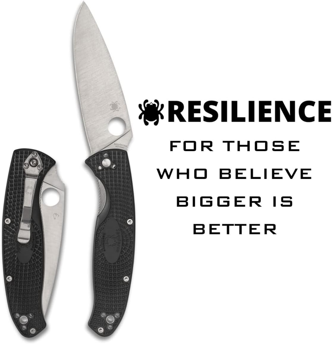 Spyderco Resilience Lightweight Folding Pocket Knife with 4" 8Cr13MoV Steel Blade and FRN Handle - EDC Knife for Men and Women, Perfect for Hunting, Tactical, Camping, Survival - PlainEdge - C142PBK