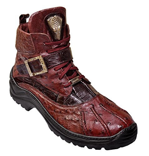 Fennix Wine Genuine Crocodile/Ostrich Sneaker Boots 3348