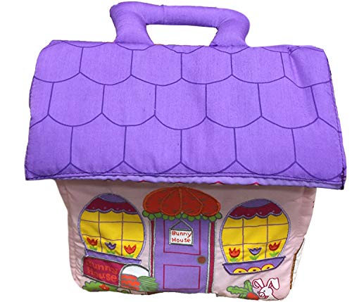 Pockets of Learning Fabric Bunny House Soft Play Set for Toddlers and Children, Cloth Activity, Pretend Play Toy