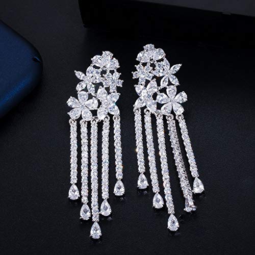 Boucles d'oreilles de mariage longues et bijoux de robe de fête pour femme