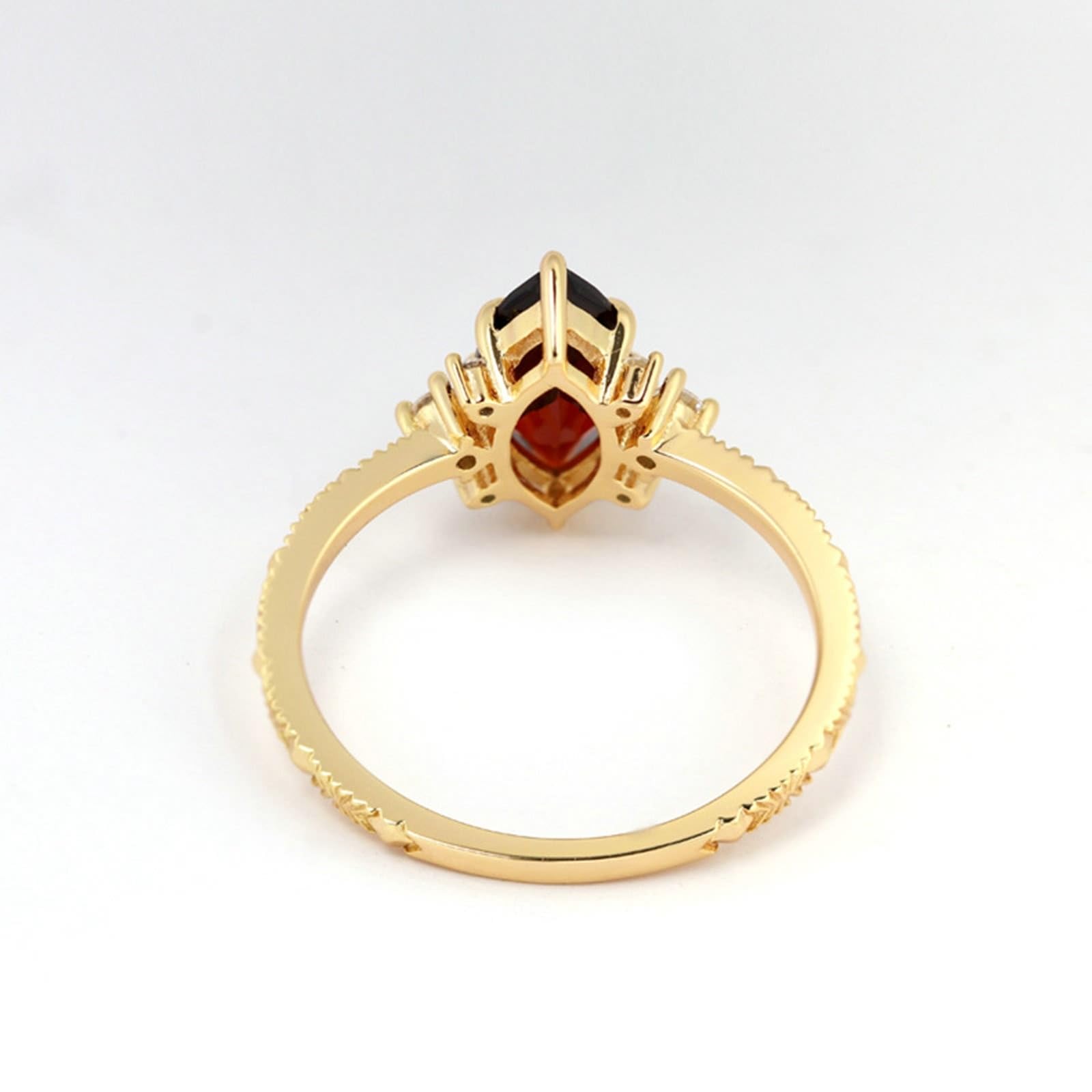 Anillos de la amistad de oro 9 K/14K/18K con marquesa granate, forma clásica