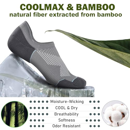 BRISIRA Coolmax Bamboo Viscose Compression No Show Socks Moisture Wicking Cushion Short Low Cut Ankle Athletic Sock for Golf2